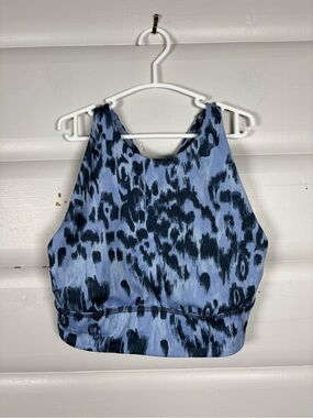 Athletic Works Dri-More Tech Blue Leopard Print Cross Back Sports Bra XS